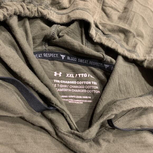 Under Armour Project Rock Hoodie Men's XXL 2XL Green Charged Short Sleeve Logo - Picture 3 of 6